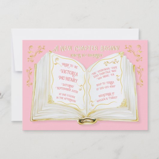 ストーリーブックフェアユタリーニューチャプターブライダルシャワー 招待状 (正面)