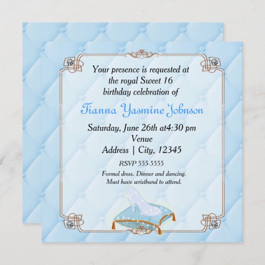 ストーリーブックフェアユタレプリンセスエレガントなウェディングパーティー 招待状 (正面/裏面)