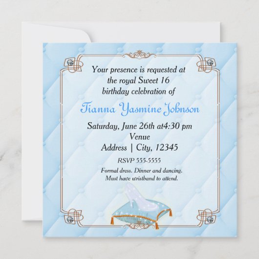 ストーリーブックフェアユタレプリンセスエレガントなウェディングパーティー 招待状 (正面)