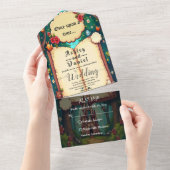 ストーリーブックフォレストウッドランドキャッスル結婚フェアリーテラス オールインワン招待状 (貼ってはがせる)