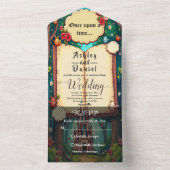 ストーリーブックフォレストウッドランドキャッスル結婚フェアリーテラス オールインワン招待状 (内側)