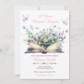 ストーリーブックフローラピンク新しいチャプター赤ちゃんシャワー 招待状 (正面)