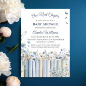 ストーリーブックフローラブルーヴィンテージブックベビーシャワー 招待状