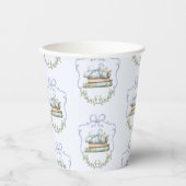 ストーリーブックブルーリボンボウヴィンテージ赤ちゃんシャワー 紙コップ (正面)