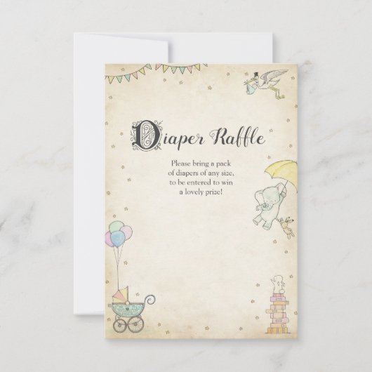 ストーリーブックベビーシャワーおむつラッフルカード 招待状 (正面)