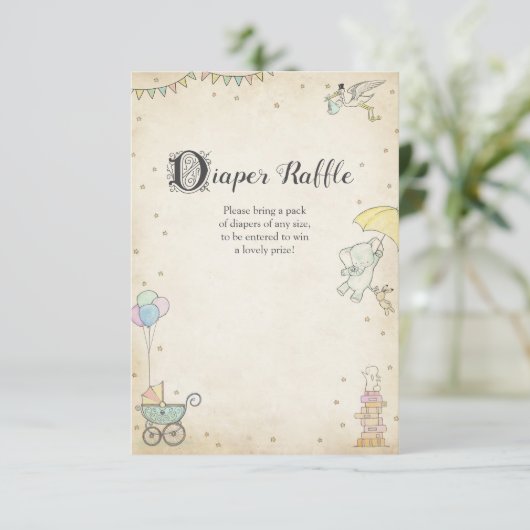 ストーリーブックベビーシャワーおむつラッフルカード 招待状 (スタンド正面)