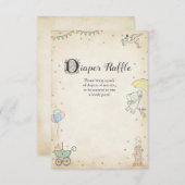 ストーリーブックベビーシャワーおむつラッフルカード 招待状 (正面/裏面)