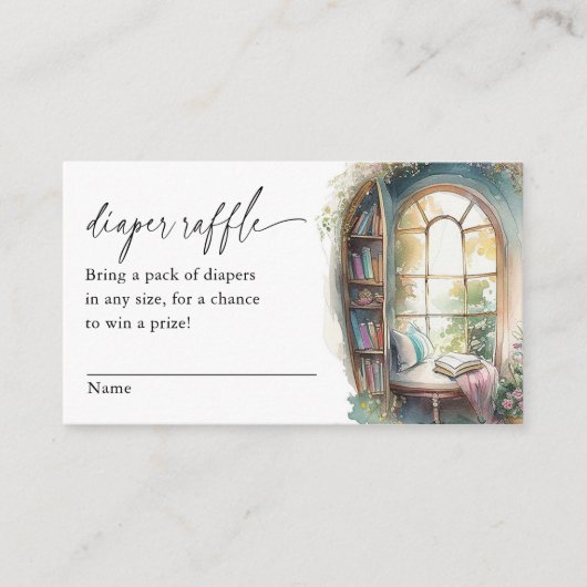 ストーリーブックベビーシャワーおむつラッフルチケット エンクロージャーカード (正面)