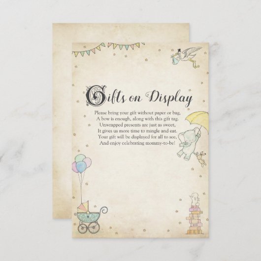 ストーリーブックベビーシャワーのプレゼントを展示中 サンキューカード (正面/裏面)