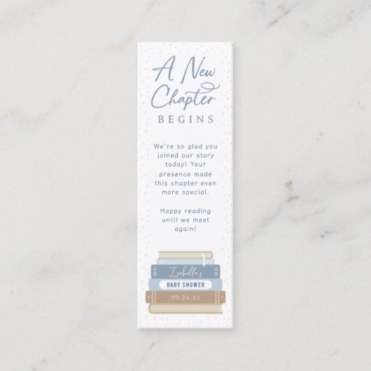 ストーリーブックベビーシャワーミニブックマーク スキニー名刺 (正面)