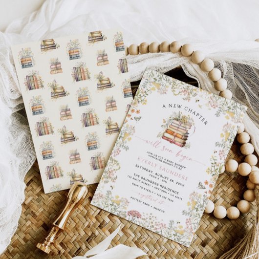 ストーリーブックベビーシャワー招待状ガールニューチャプター 招待状