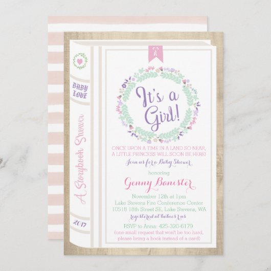 ストーリーブックベビーシャワー招待状 招待状 (正面/裏面)