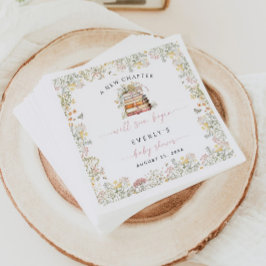 ストーリーブックベビーシャワー紙ナプキンガールワイルドフラワー スタンダードカクテルナプキン