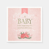 ストーリーブックベビーシャワー紙ナプキンピンクの女の子 スタンダードカクテルナプキン (正面)