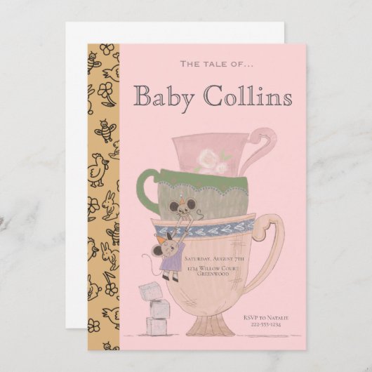 ストーリーブックベビーシャワー 招待状 (正面/裏面)
