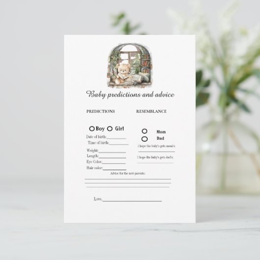 ストーリーブックベビー予測赤ちゃんシャワーゲームカード アドバイスカード (スタンド正面)
