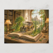 ストーリーブックページからのヴィンテージ車のドライブ シーズンポストカード (正面)