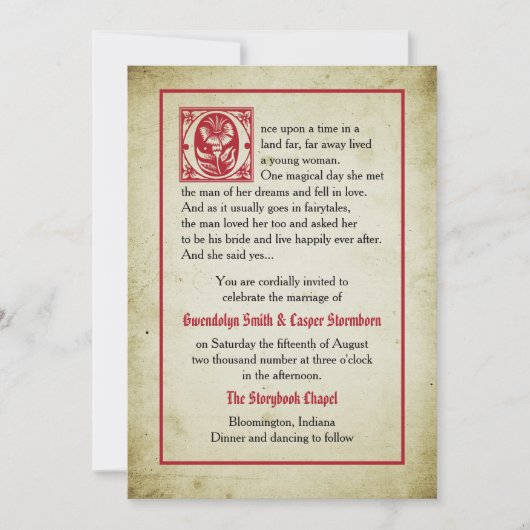 ストーリーブックページ |ヴィンテージ結婚の 招待状 (正面)