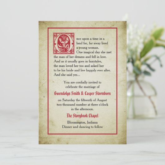 ストーリーブックページ |ヴィンテージ結婚の 招待状 (スタンド正面)