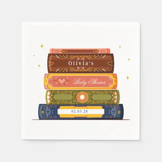 ストーリーブックライブラリーから次の章へ赤ちゃんシャワー スタンダードカクテルナプキン (正面)
