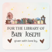 ストーリーブックライブラリー次章赤ちゃんシャワー スクエアシール (正面)