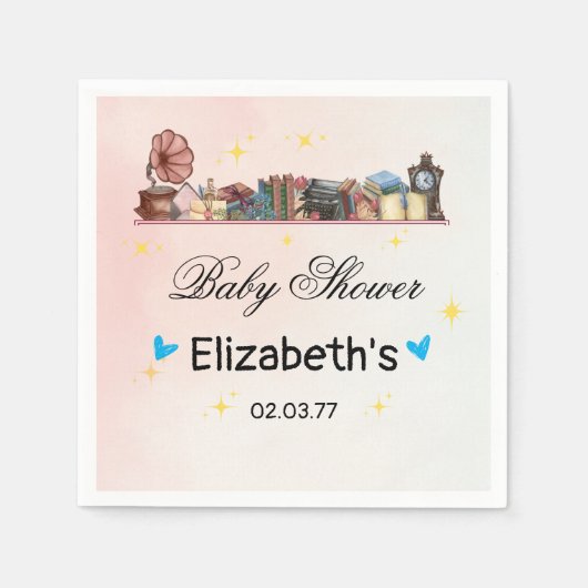 ストーリーブックライブラリー次章赤ちゃんシャワー スタンダードカクテルナプキン (正面)