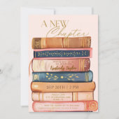 ストーリーブックライブラリ新しいチャプターブライダルシャワー 招待状 (正面)