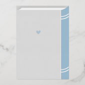 ストーリーブックライブラリ男の赤ちゃんシャワーブルー金ゴールド 箔招待状 (裏面)