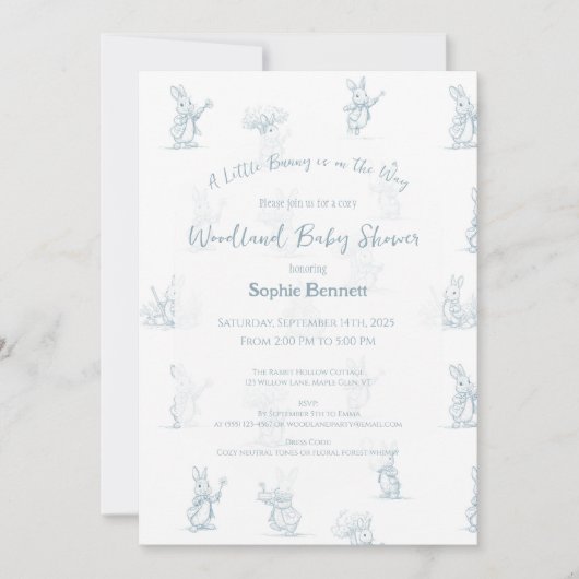 ストーリーブックリトルバニーピーター赤ちゃんシャワー 招待状 (正面)