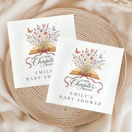 ストーリーブックワイルドフラワーウォーターカラーベビーシャワー スタンダードカクテルナプキン