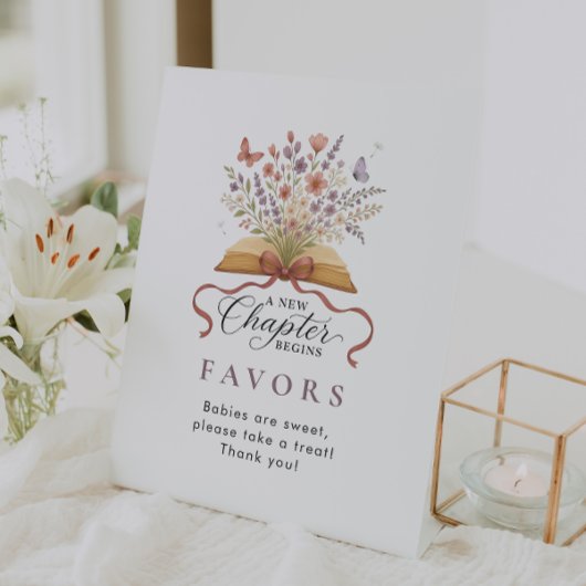 ストーリーブックワイルドフラワーベイビーシャワー優先テーブルトップ 台座サイン