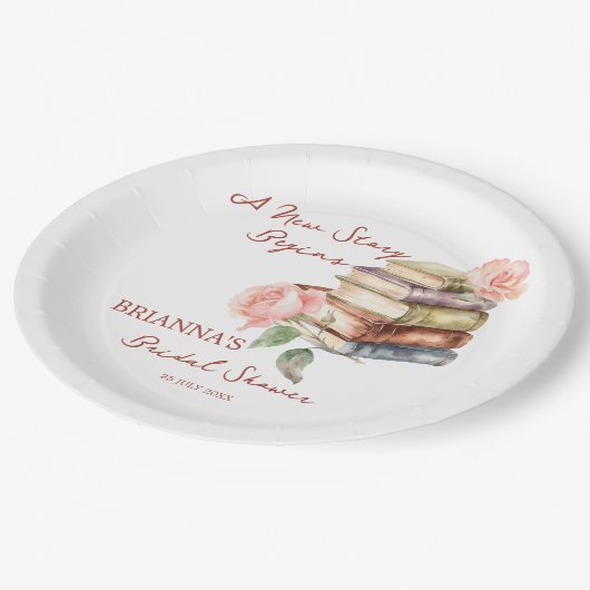 ストーリーブック新しいチャプターブライダルシャワー印刷 ペーパープレート (アングル)