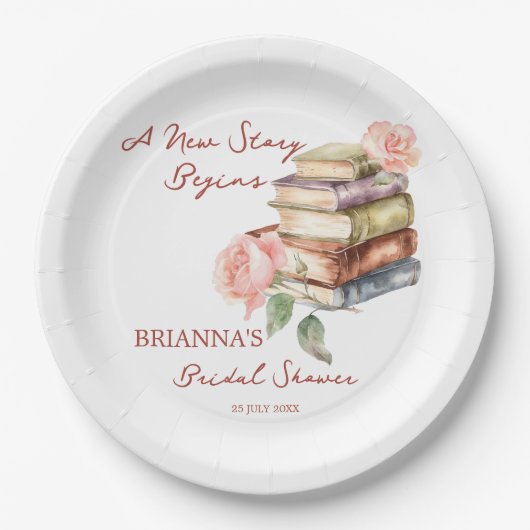 ストーリーブック新しいチャプターブライダルシャワー印刷 ペーパープレート (正面)