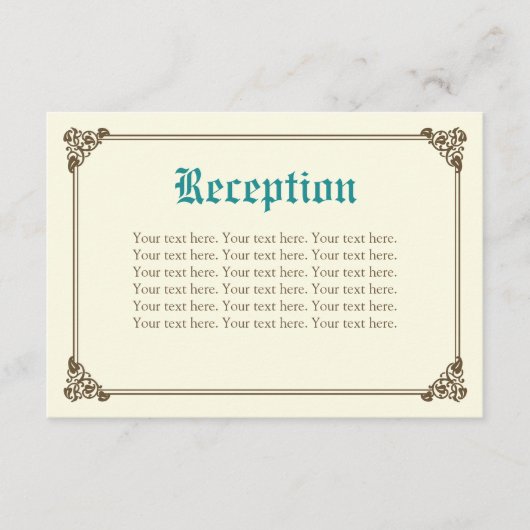 ストーリーブック結婚Fairytaleの挿入カード – ティール（緑がかった色） エンクロージャーカード (正面)