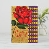 ストーリーブック美しいレッドスパークルバラスウィート16 招待状 (スタンド正面)