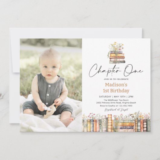 ストーリーブック誕生日フォト招待状 招待状 (正面)