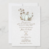 ストーリーブック金ゴールドホワイトカボチャおとぎ結婚話の 招待状 (正面)