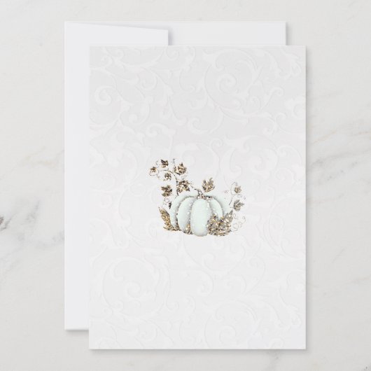 ストーリーブック金ゴールドホワイトカボチャおとぎ結婚話の 招待状 (裏面)