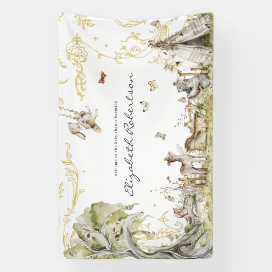 ストーリーブック |ウッドランド・フォレスト・ベビーシャワーへようこそ 横断幕 (縦)