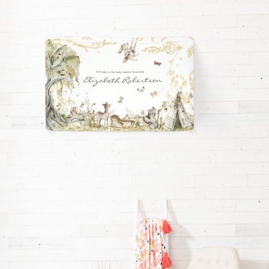 ストーリーブック |ウッドランド・フォレスト・ベビーシャワーへようこそ 横断幕 (インサイチュ)