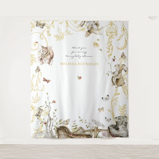 ストーリーブック |ウッドランド・フォレスト・ベビーシャワー タペストリー (正面)