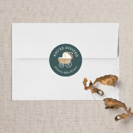 ストーリーブック・ウッドランド・フレンズ　ベイビーシャワーのご招待 ラウンドシール