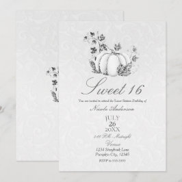 ストーリーブック シルバー ホワイト パンプキン フェアリー テイル スウィート 16 招待状