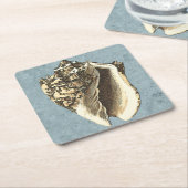 ストーンウォッシュされたコンシュの貝 スクエアペーパーコースター (アングル)