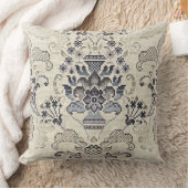 ストーンウォッシュされた花柄 クッション (ブランケット)