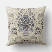 ストーンウォッシュされた花柄 クッション (裏面)