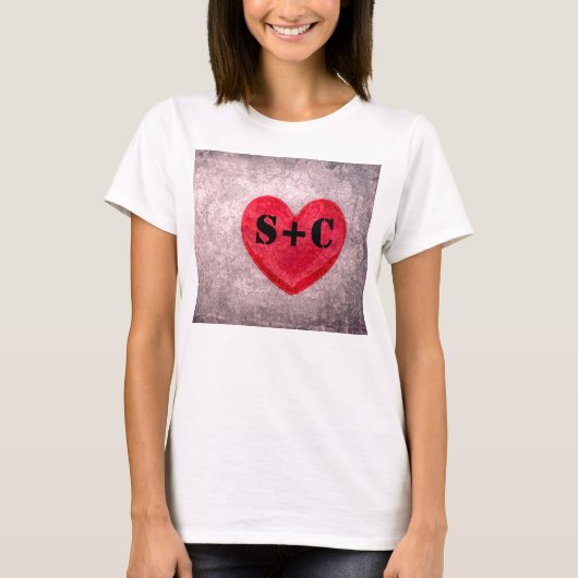 ストーンウォッシュハートモノグラムのパーソナライズ Tシャツ (正面)