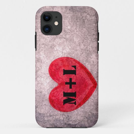 ストーンウォッシュハート – パーソナライズされたモノグラム Case-Mate iPhoneケース (裏面)
