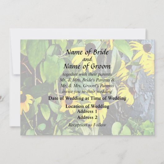 ストーンウォールそばのブラックアイードスーザン 招待状 (正面)