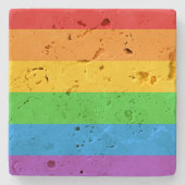 ストーンウォールプライド：レインボー国旗 ストーンコースター (正面)